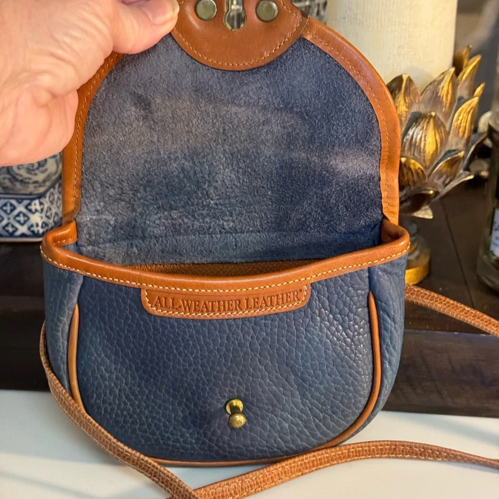 Dooney & Bourke Navy and Brown Leather Crossbody Bag
